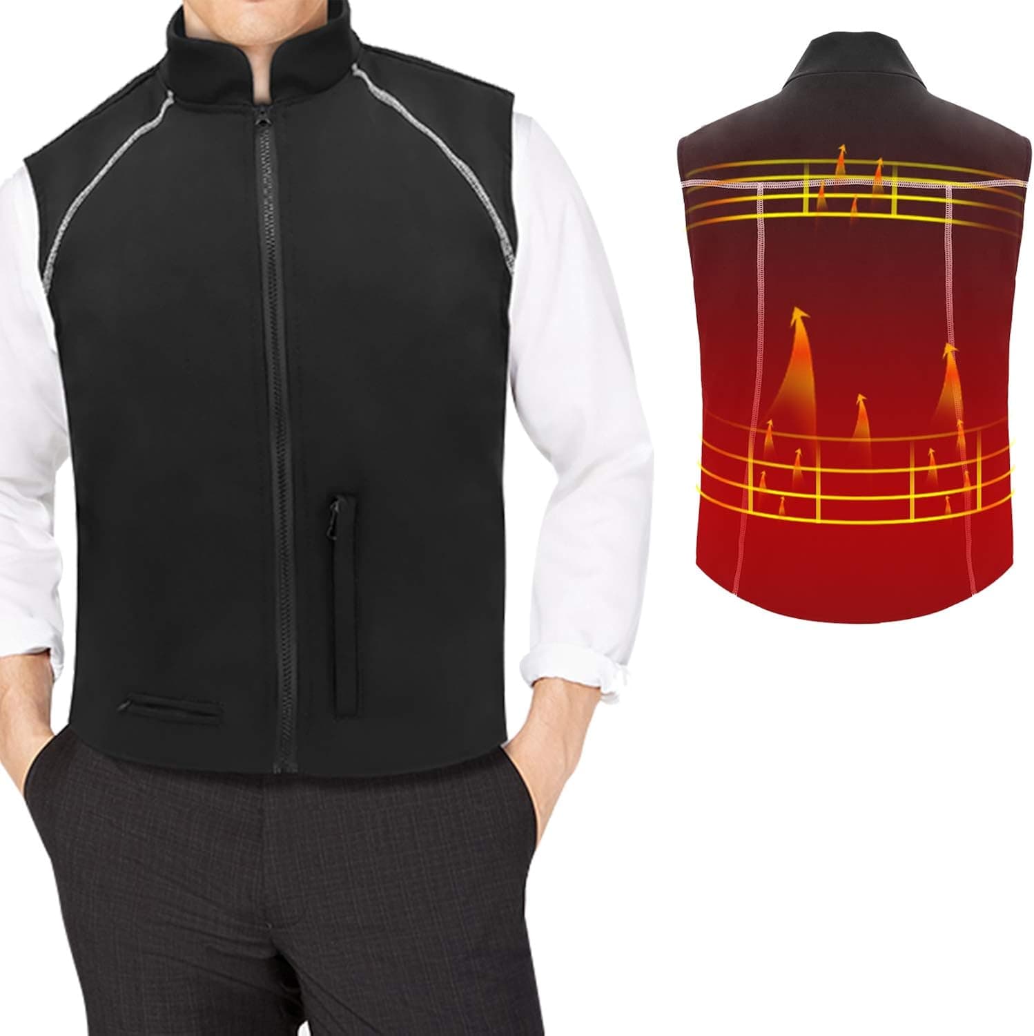 Heated Vest Adjustable One Size Fits All 5 Mode Body Warmer for Winter Heating Clothing Washable USB Interface Ideal Gift for Dad Husband Boyfriend Daily Life Work Bike Riding Drive Ski Hike Golf