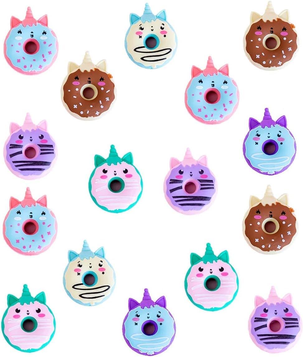 Topflier Unicorn Donut Eraser Unicorn Donut Stationery for Party Favors Kids Birthday Party Bag Gifts, Kids Classroom Prizes 20 PCS