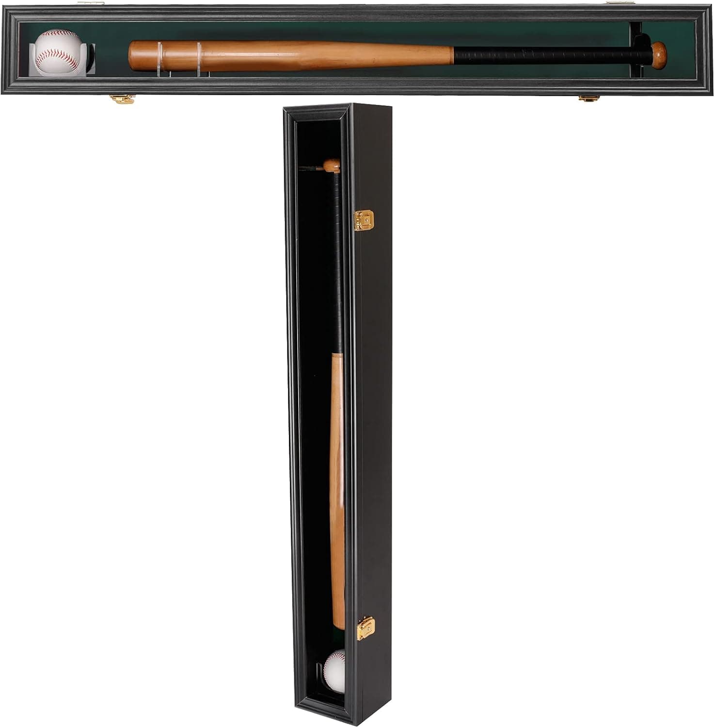 VERANI Baseball Bat Display Case Wall Mount Bat Display Rack Cabinet Holder Box 92% Clear Anti fade UV Protection Acrylic with Gold Locks for Baseball Enthusiast Collectibles Vertical or Horizontal