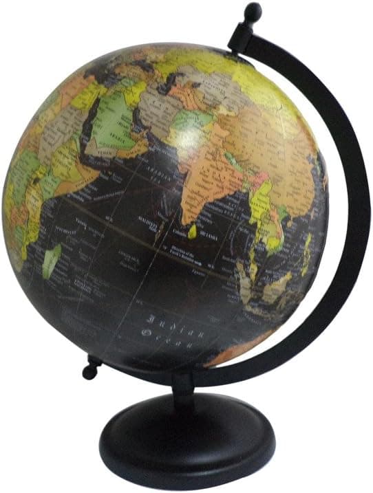 Bamboo Ocean Wooden Stand Desktop Table Decor World Earth Globe Big Rotating 8" Globe