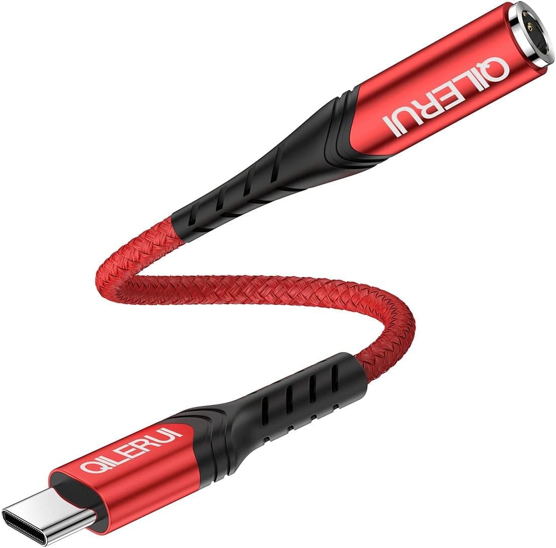 USB C to 3.5mm Adapter Headphone Jack Adapter Type C to Aux Audio Dongle Cable Cord Compatible with Samsung S21 S20 Ultra S20+ Note 20 10 S10 S9 Plus Google Pixel 5 4 3 XL iPad Pro (Red)
