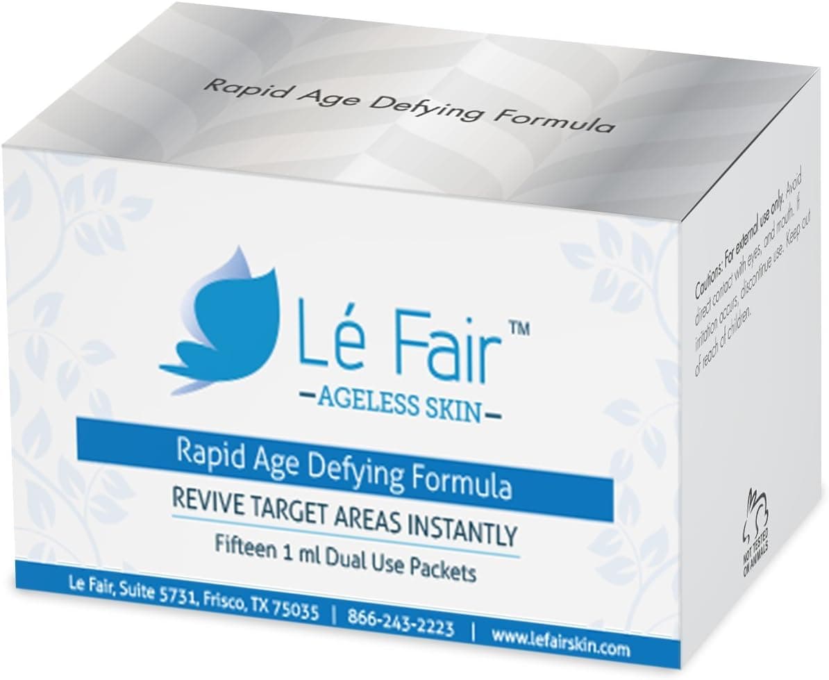 Le Fair Rapid Age Defying Face Lift Packets - On The Go Instant Eye Lift Cream Packets Works Instantly for Ageless Skin - Contains Peptides, Botanical Extracts, and Vitamins