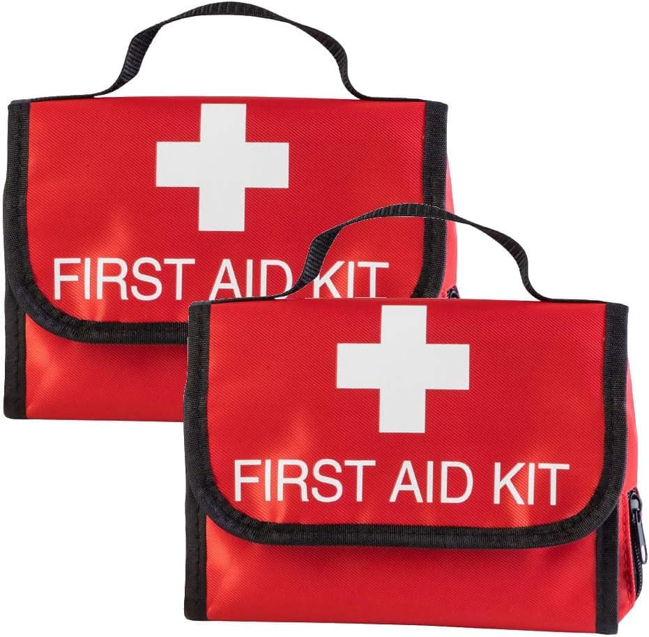 2 Pack Small Red First Aid Bag Empty Travel First Aid Kit Bags Pouch Compact Rescue Storage Survival Medicine Bags Only for Car Travel Home Office Kitchen Ourdoors Businesses Camping (Empty Bag)