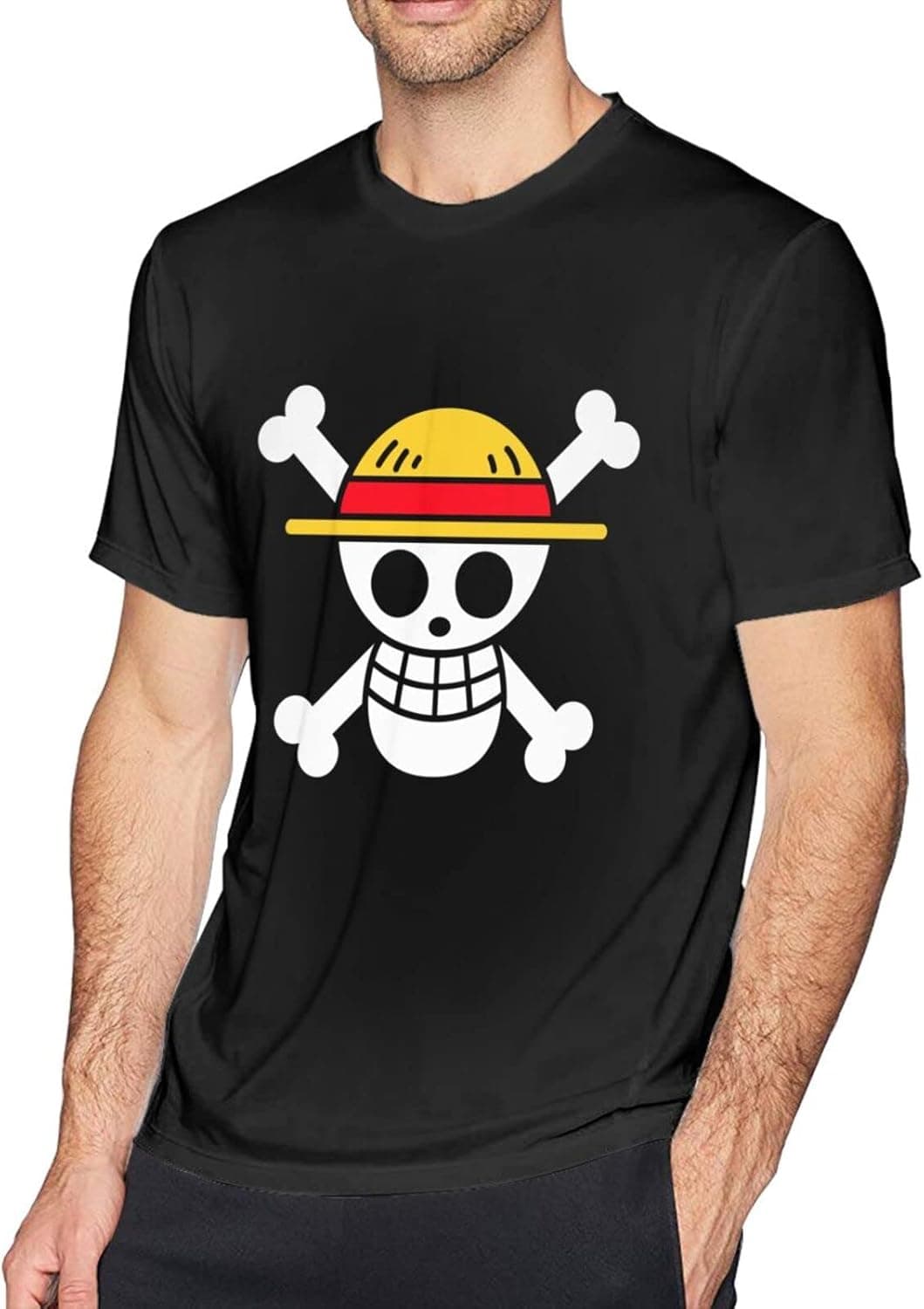 Bilcesa Men's Fashion Tee Anime One for Piece Light Weight Cotton Short Sleeve Crew T-Shirt(S-6XL)