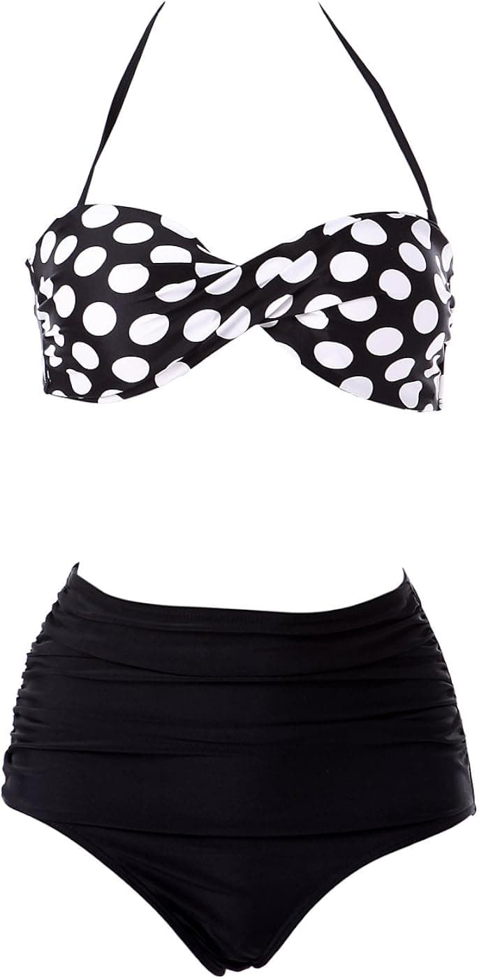 HDE Women's Retro Bikini High Waist Vintage Style Swimsuit 50's Pinup Bathing Suit