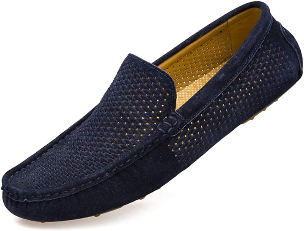 UNN Mens Loafers Casual Boat Shoes Genuine Leather Slip On Driving Moccasins Hollow Out Breathable Flats