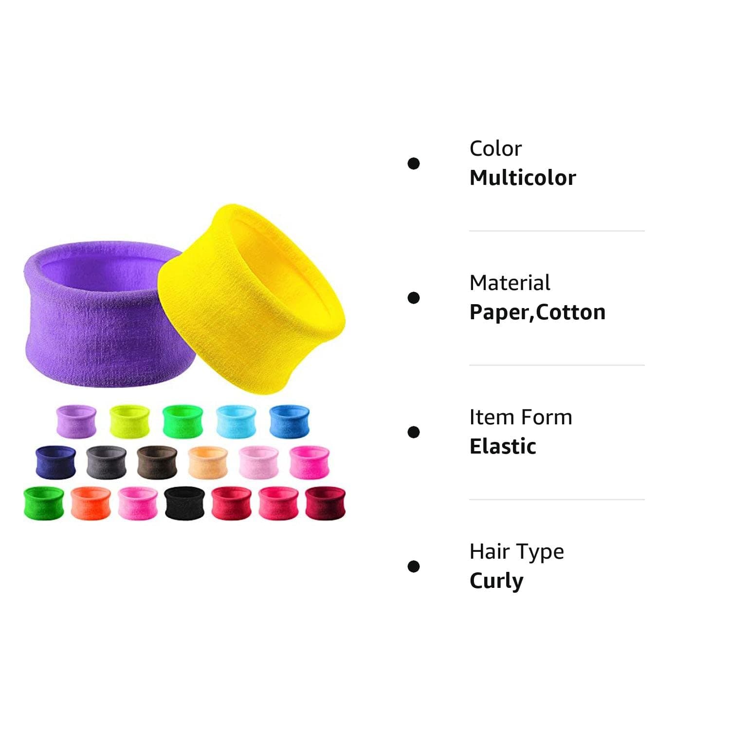 20 Pieces Large Cotton Stretch Hair Ties Bands Rope Ponytail Holders Headband for Thick Heavy or Curly Hair, 6.5 cm in Diameter (Multicolor)