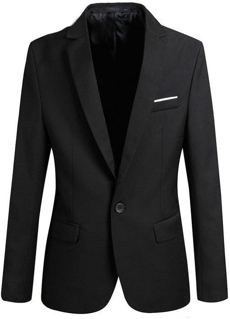 Mens Plus Size Solid Slim One Button Formal Dress Blazer Jacket Coat