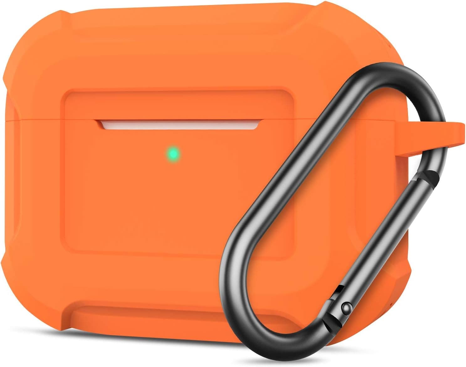 SATLITOG Silicone Case Designed for AirPods Pro Case, Full-Body Protective Silicone Cover with Carabiner for Apple AirPods Pro - Bright Orange