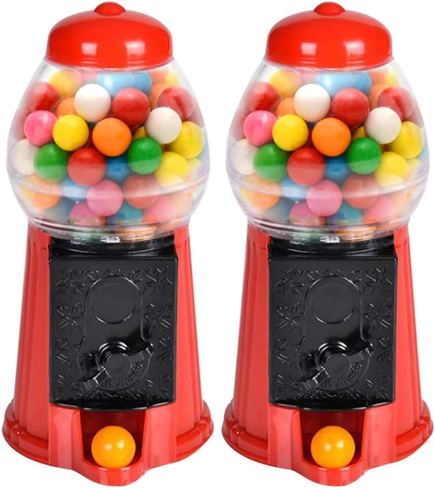 ArtCreativity Gumball Machine for Kids, Set of 2, 6.5 Inch Desktop Bubble Gum Mini Candy Dispenser, Unique Money Saving Coin Bank, Best Gift or Vintage Office Desk Decoration (Gumballs not Included)