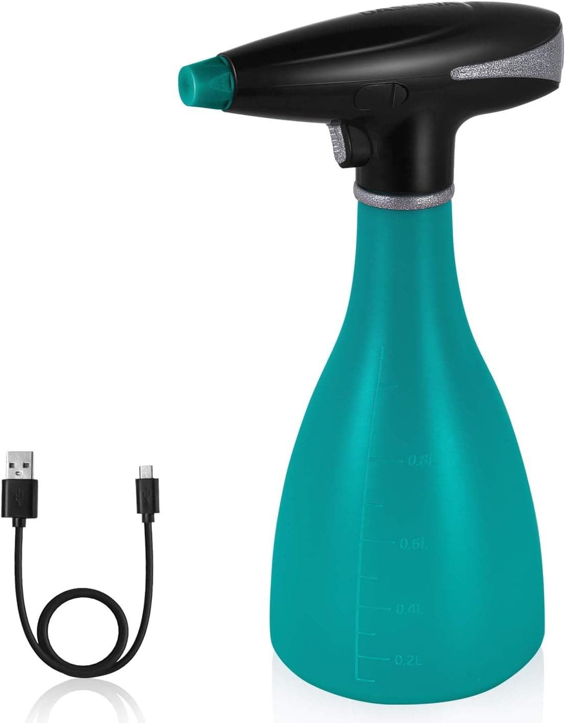 DASLAVA Electric Exquisite Mister Sprayer Watering Can 1000ML Bottle for Indoor Outdoor Garden Plant Mushroom Caring Device 800mAh Rechargeable Powered Monsoon Misting Spritzer Green