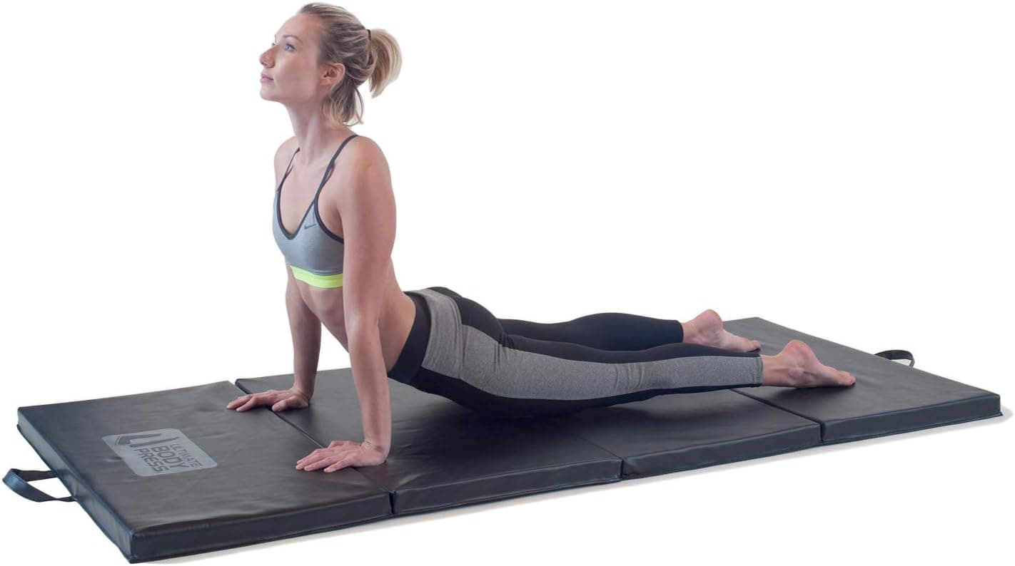 Ultimate Body Press 4350143414 Exercise and Yoga Mat - 6’4” x 3’ x 2” - Four Panel Folding Mat with Premium Materials and Foam - Sized Right for Your Fitness by , Black