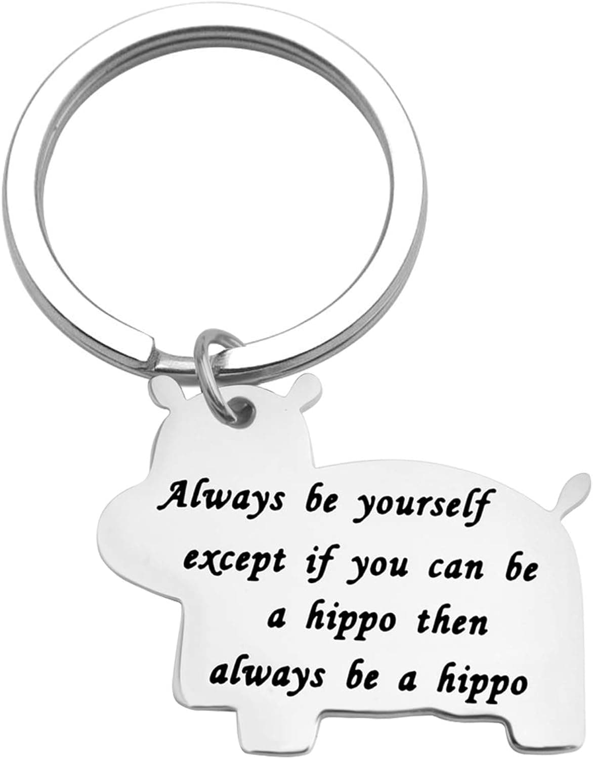 MYOSPARK Hippo Keychain Inspirational Gift For Son Encouragement Jewelry Always Be Yourself