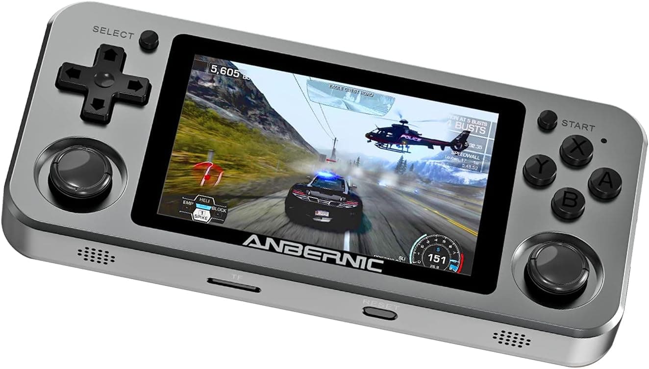 DREAMHAX RG351M Handheld Game Console with 3.5 Inch IPS Screen 3500mAh Battery 2500 Classic Games, Video Games Player with Open Source System RK3326 Chip Quad 1.5GHz/1G/64G (Space Gray)