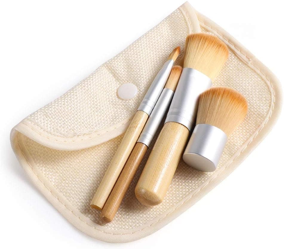 SKONHED 4 Pcs/Set Pro Makeup Brushes Set Face Foundation Powder Eyeshadow Blending Brush Bamboo Handle Makeup Beauty Tool