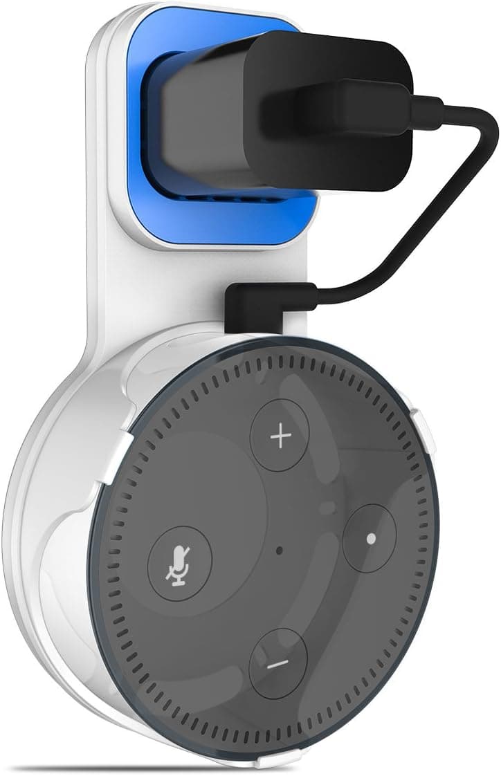 TANGCISON Echo Dot Outlet Wall Mount Hanger Stand, A Space-Saving Solution for Your Smart Home Speakers Without Messy Wires or Screws - White