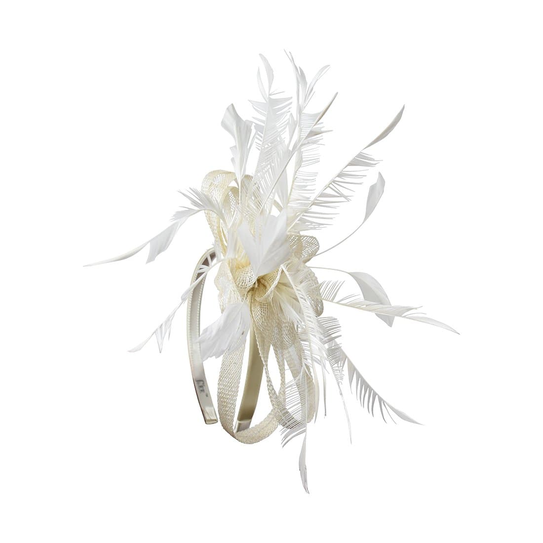 Stylish Feather Fascinator Headband - Off White