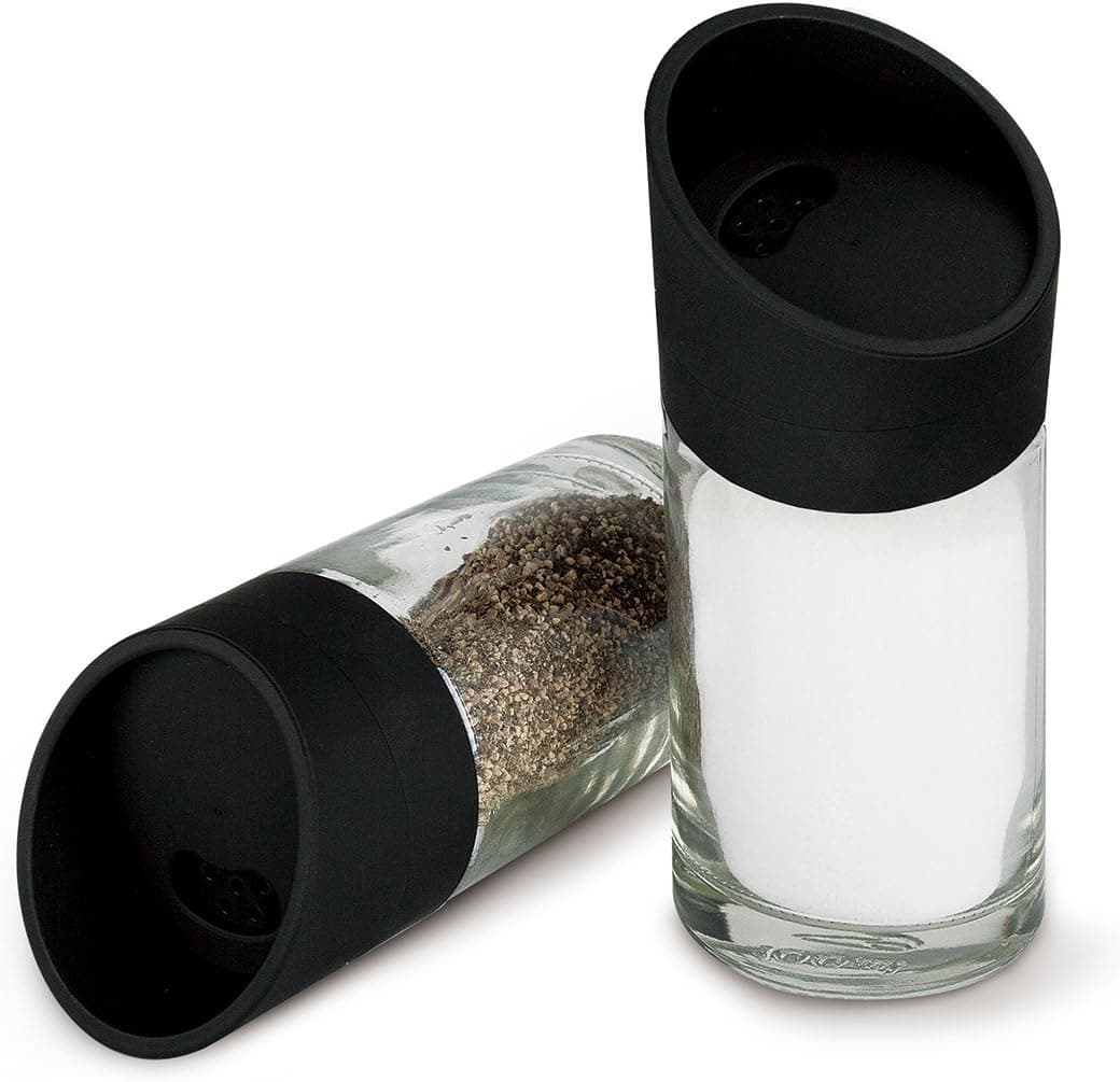 Salt and Pepper Shakers - Modern Design Spice Containers for Herbs, Spice, Seasonings - 2 Pc Set