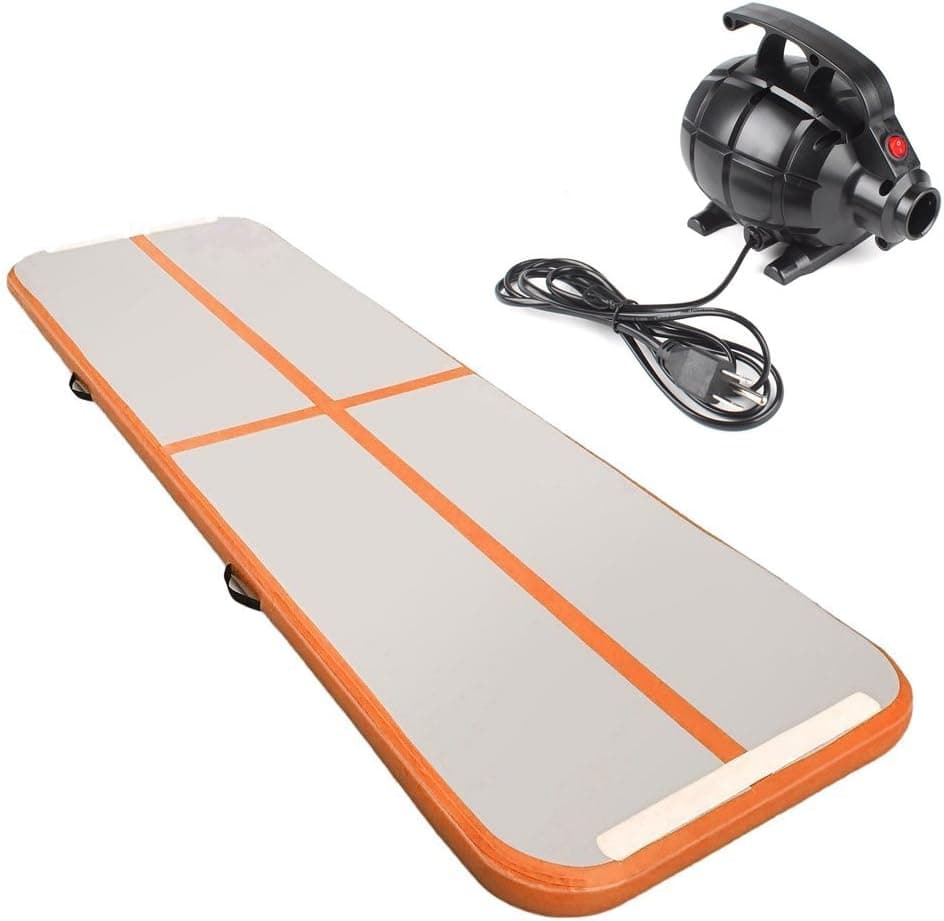 10x3x0.3 Feet Inflatable Airtrack Tumbling Gymnastic/Yoga/Taekwondo/water floating/Camping Training Mat with 400W Electrical Pump and Includes Carry Bag (Orange, 3009010 cm)