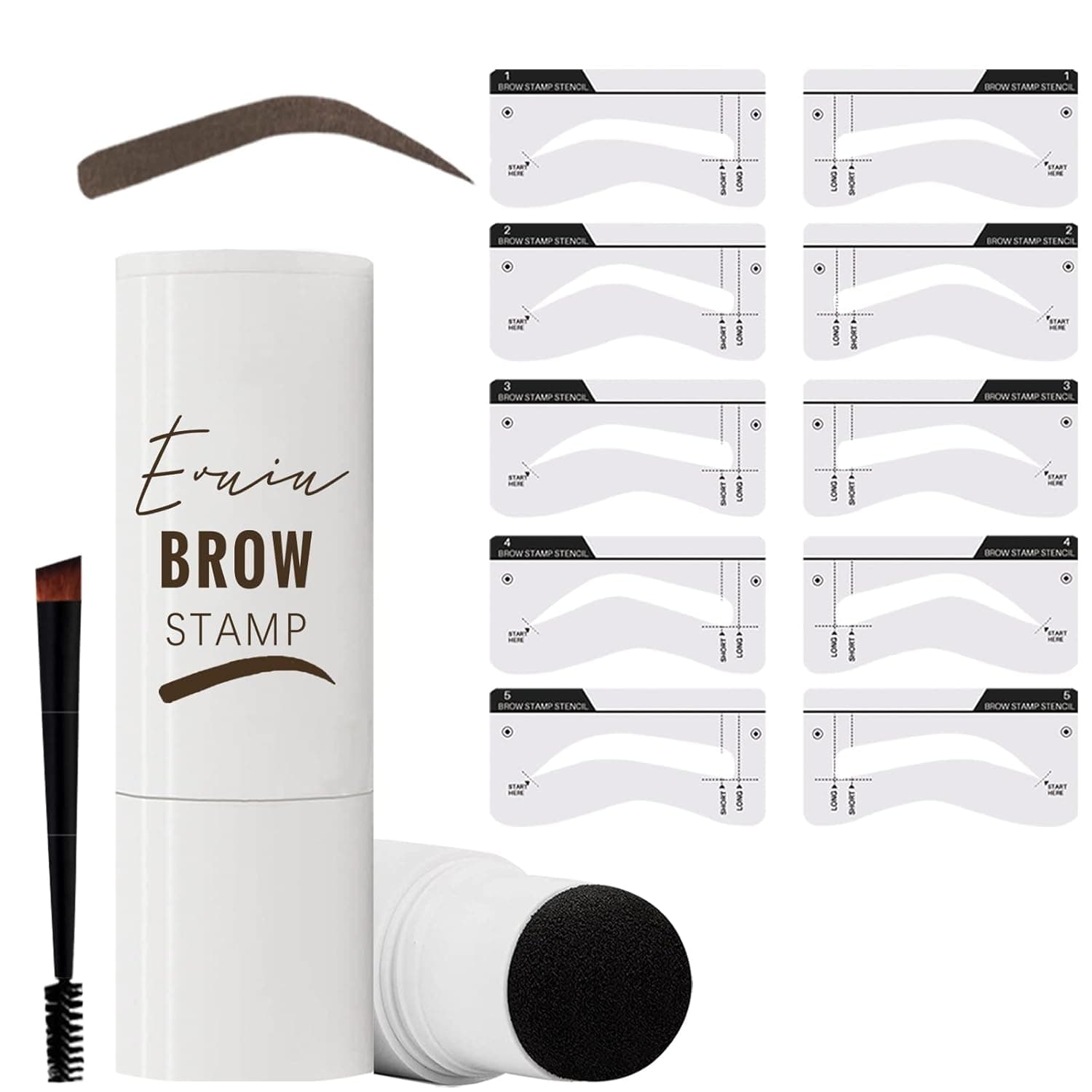 Eyebrow Stamp Stencil Kit- Eyebrow Stamp Pomade Waterproof with 2 pairs Thin Stencils 3 pairs Thick Stencils (Medium Brown)