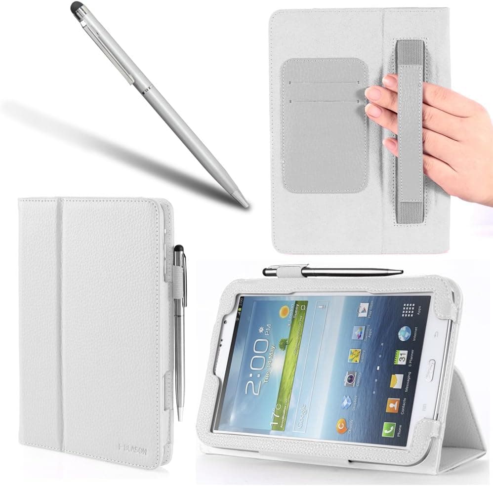 i-Blason Samsung Galaxy Tab 3 7.0 Slim Book Stand Case Cover P3200 WiFi 4G LTE (Three Year Warranty) (White)