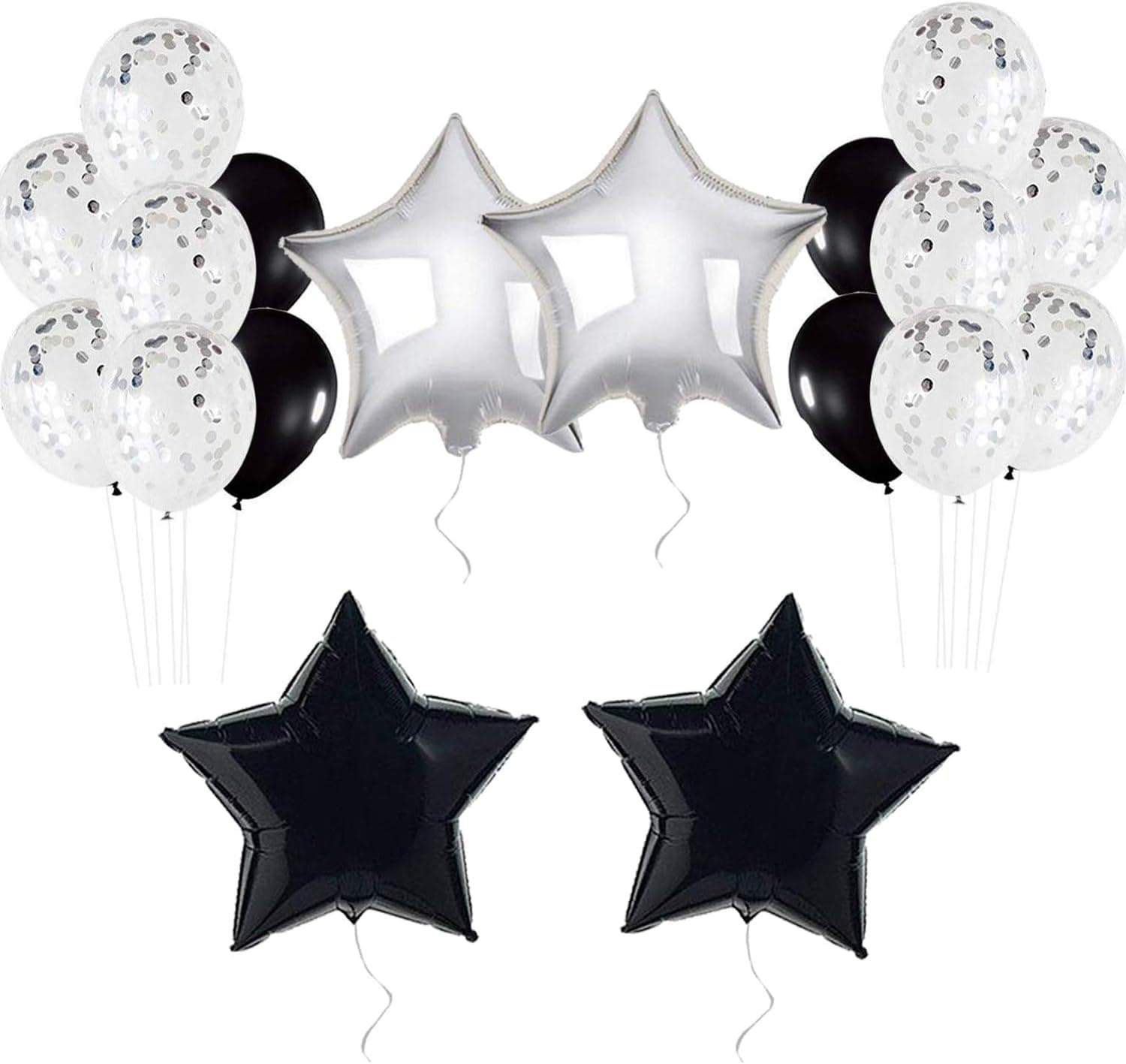 Haimimall Black&Silver Balloons Decorations - Star Balloons, Black and Silver Balloon, Confetti Balloons, Best for Graduation, Home, Office Decorations, Graduations Party Supplies Balloon