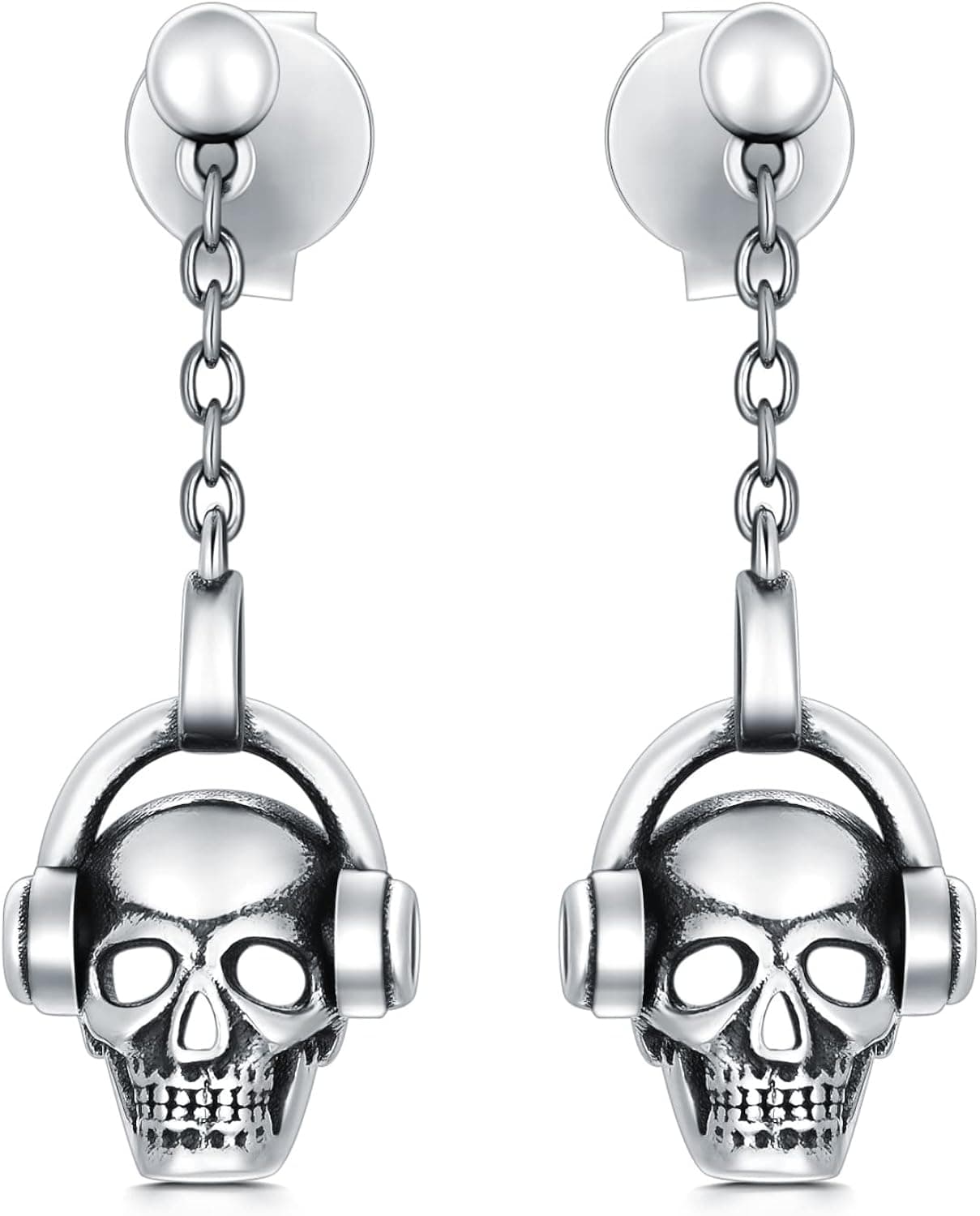 Skull Earrings 925 Sterling Silver Skeleton Dangle Earrrings Jewelry Gift for Women