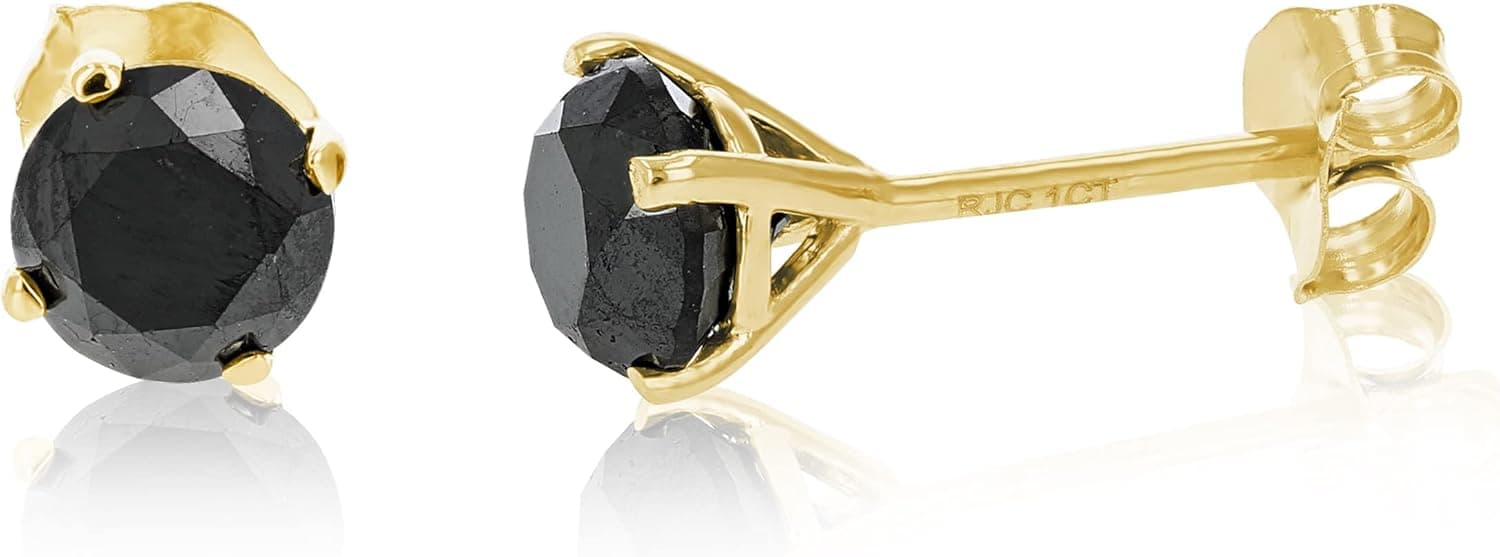 1/2 cttw to 2 cttw Black Diamond Stud Earrings in 14K Gold