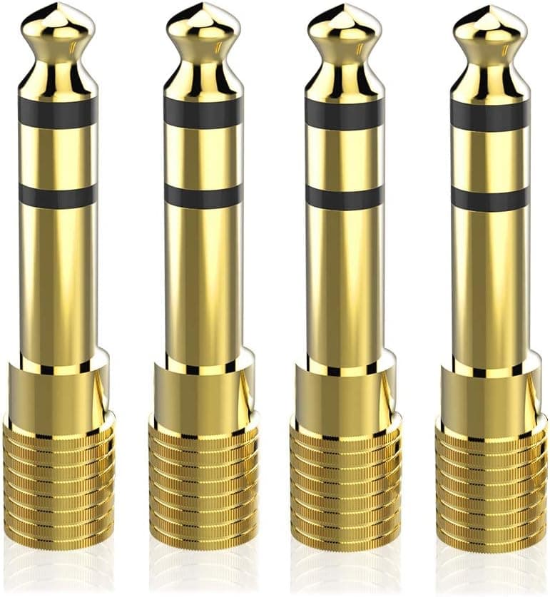 IKAAR 6.35mm (1/4 inch) Male to 3.5mm (1/8 inch) Female Stereo Audio Adapter Headphone Jack Plug Gold Plated, 4 Pack