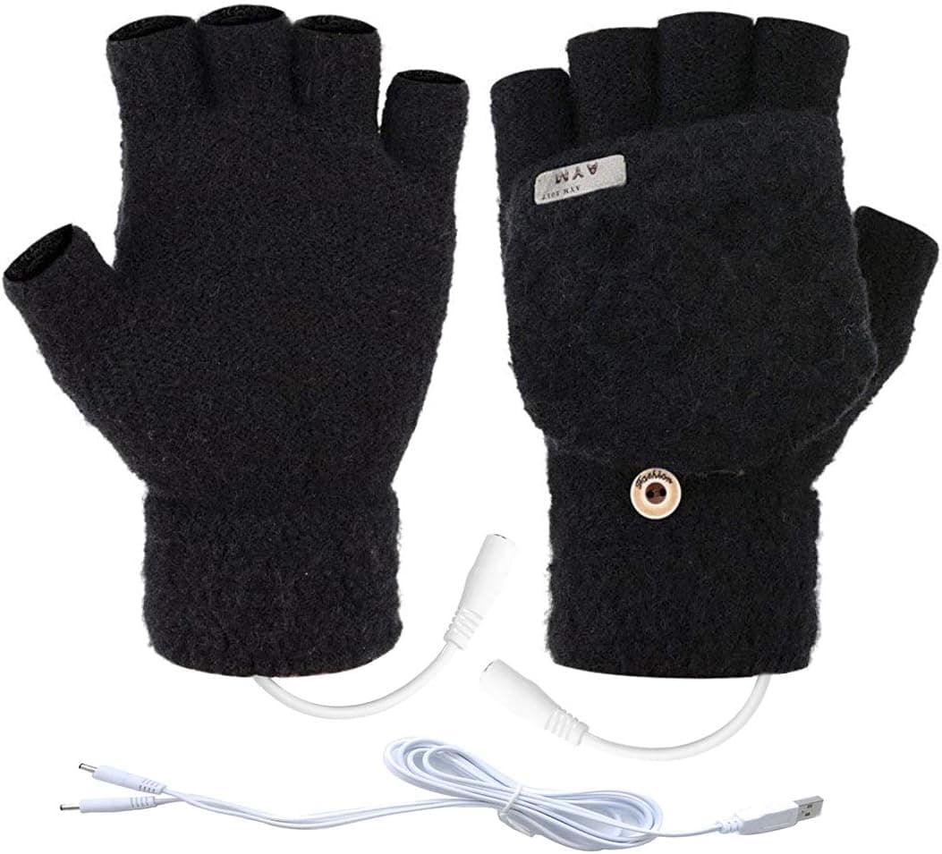 Unisex USB Heated Gloves Mitten Winter Warm Hands Knitting Heated Laptop Gloves,Half&Full Finger Mittens for Women Men Girls Boys- Best Winter Gift Choice (GS Type 2)