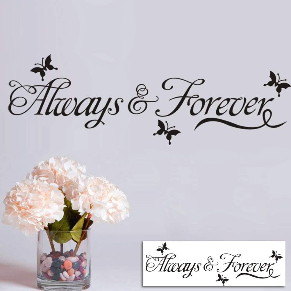 AWSN Inspirational Motivational Lettering Quotes Wall Decor for Women Boys Girls Kids Living Room Bedroom Playroom Nursery Room Wall Stickers Decoration- Always Forever Butterfly Vinyl Decals