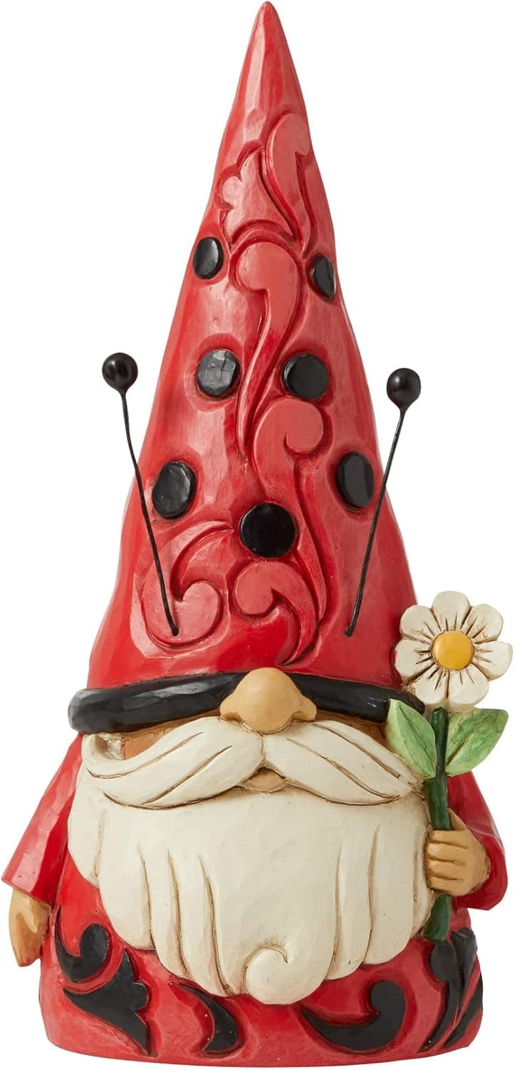 Enesco Jim Shore Heartwood Creek Ladybug Gnome Figurine, 6.5 Inches, Multicolor