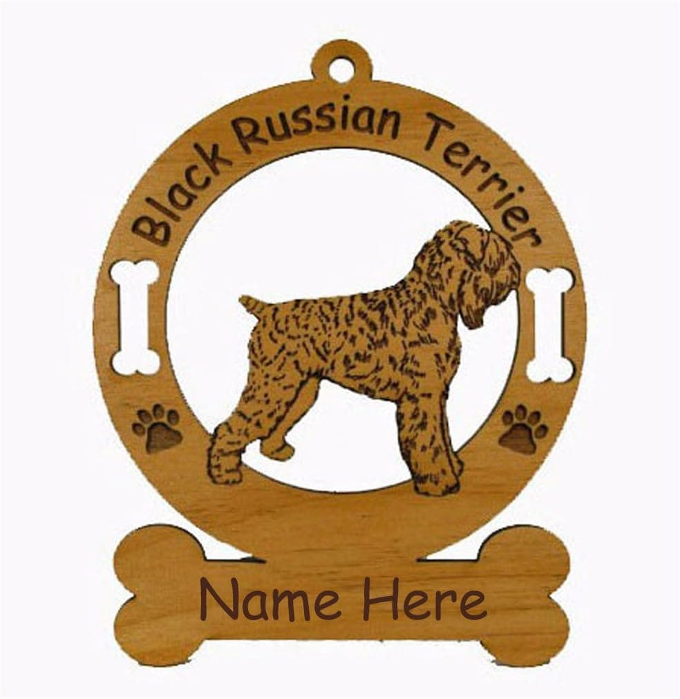 1779 Black Russian Terrier Standing Ornament Personalized with Your Dog's Name