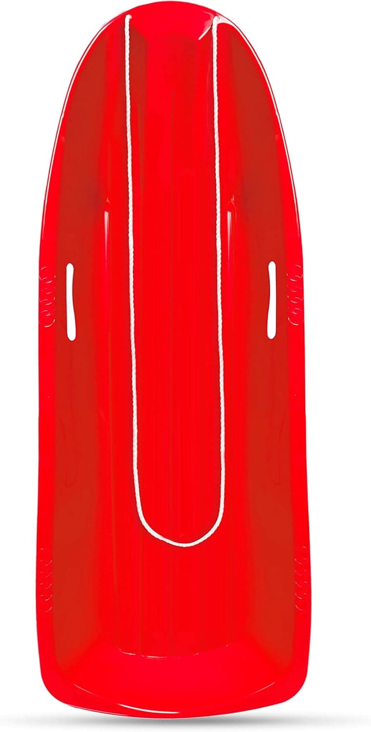 Joyin 46" Snow Sled, Heavy Duty Toboggan Durable Two Rider Plastic Downhill Slippery Racer for Outdoor Sledding for Kids and Adults’ Family Holiday Winter Activity