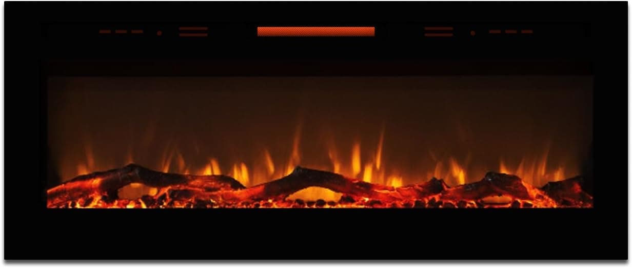 Elite Flame 60" Fusion Log Built-in Smokeless Wall Mounted Electric Fireplace