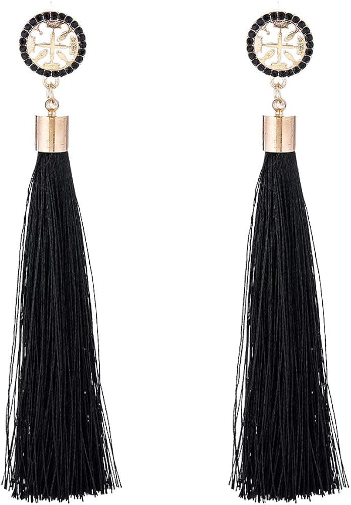 HERHONEY Long Tassel Earrings for Women - Vintage Earrings for Women - Perfect Present for Yourself, Mom, Your Wife, for Birthdays or Anniversary (Black Tassel Earrings)