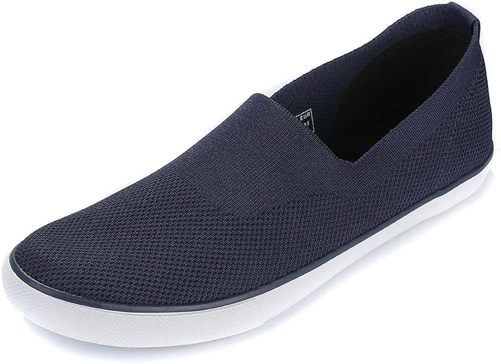 Men's Canvas Flats Casual Walking Shoes Lightweight Air-Permeable Mesh Flying Weaving Leisure Shoes