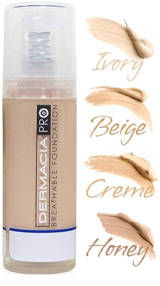 Dermacia PRO Breathable Foundation (Honey), Dr. Recommended, Hypoallergenic, Long Lasting, Lightweight, Professional Oxygenating Makeup, Best for Sensitive Skin, Acne & Rosacea, Made in USA