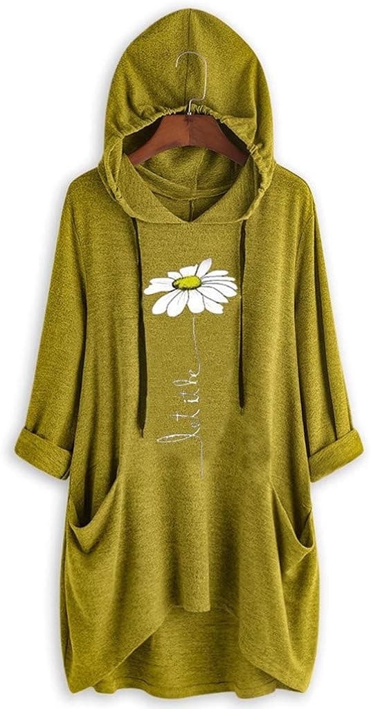 Women Plus Size Hoodie Tops Print Cat Ear Long Sleeve Shirt Blouse Drawstring Crop Top Sweatshirt with Pocket