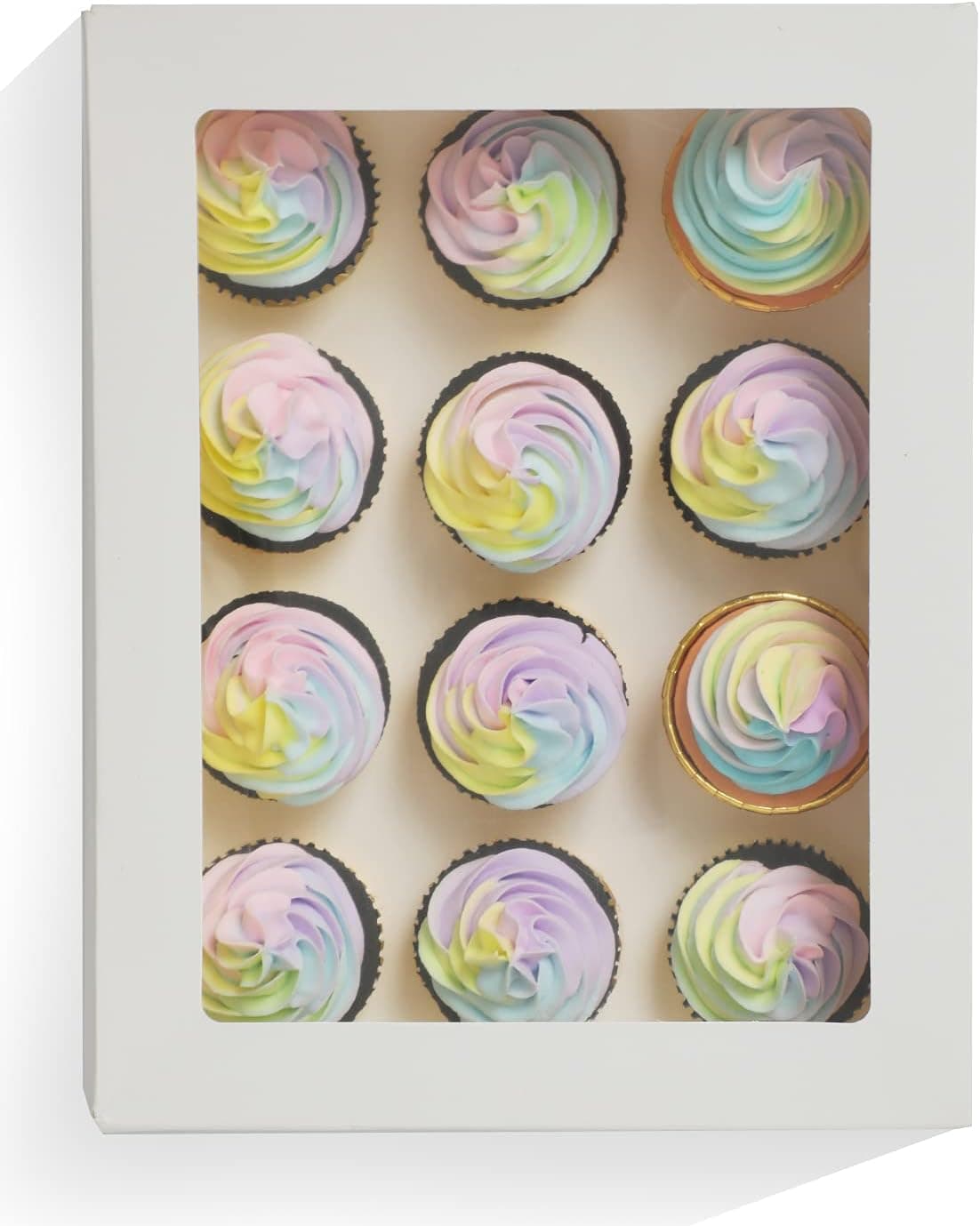 Yotruth 10 PacksCupcake Boxes Hold 12 Cupcakes,White Bakery Boxes with Window 14"x10"x3.5" Cupcake Carriers Containers