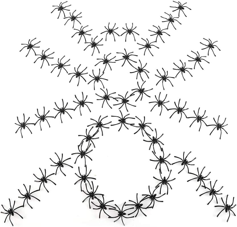 N / N 100PCS Mini Plastic Spiders, Halloween Toys ,Halloween Prank Joking Props, Halloween Party Spider Decor Supplies 100pcs