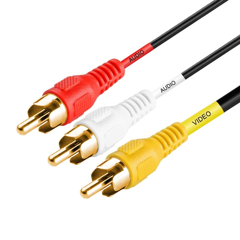 Cmple - 3-Male RCA to 3-Male RCA Composite Video Audio A/V AV Cable Gold Plated - 12 Feet