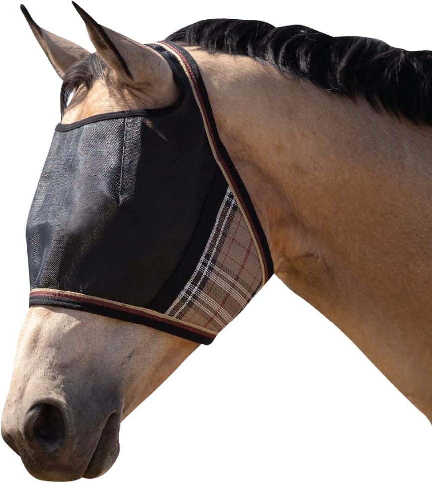 Kensington UViator CatchMask Horse Fly Mask with Web Trim UV Eye Protection Mask for Horse - Medium, Deluxe Black