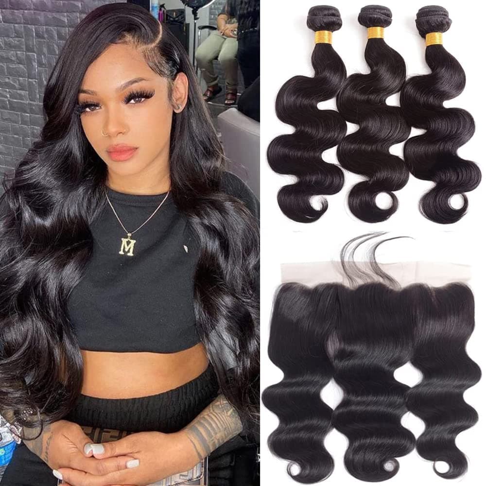 Body Wave Bundles Human Hair with Frontal Closure Body Wave Frontal with Bundles Virgin Hair Bundles with transparent Frontal Human Hair Bundles with Frontal Body Wave Bundle with Frontal Human Hair