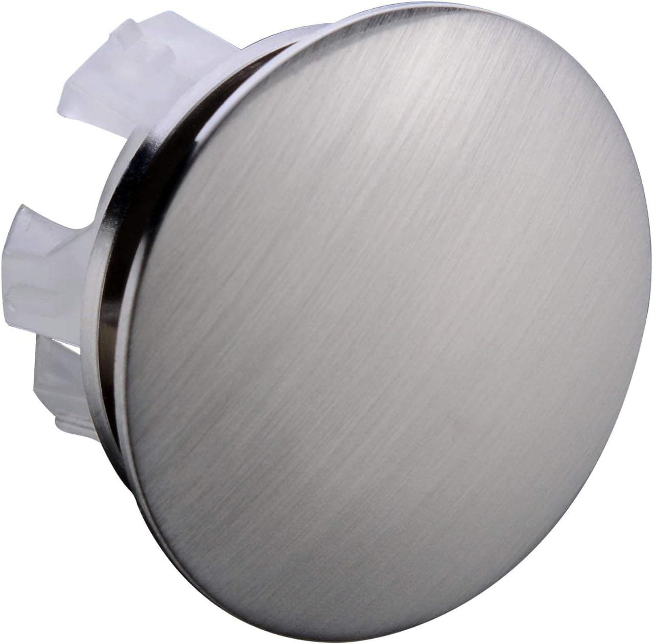 Orhemus Solid Brass Sink Overflow Cap Round Hole Cover for Bathroom Basin, Brushed Nickel Finish