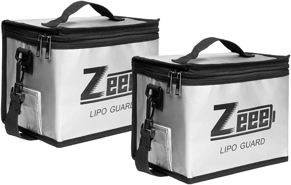 Zeee Lipo Safe Bag 2-Pack Fireproof Explosionproof Bag Large Capacity Battery Protection Bag Organizer Storage Guard Safe Pouch for Charge & Storage(8.46 x 6.5 x 5.71 in)