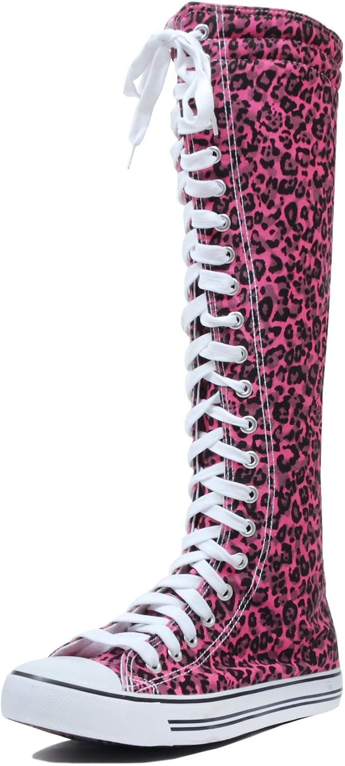 West BLVD Sneaker Boots Fuchsia Leopard, 7.5