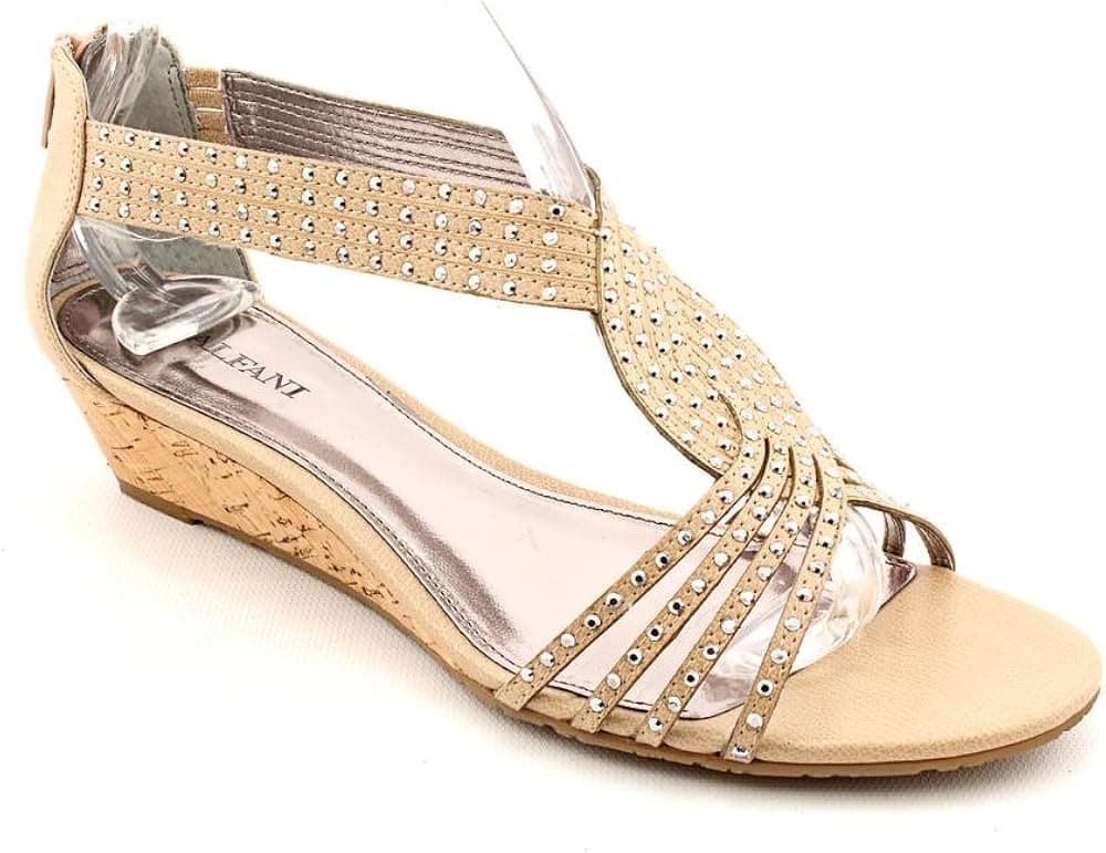 Alfani Plymouth Womens Size 6.5 Gold Open Toe Wedge Sandals Shoes