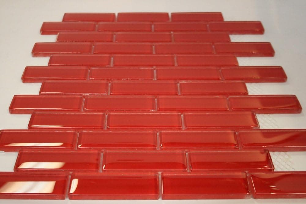 Elixir Ruby Red Brick 1 in. x 3 in. Glass Mosaic Tile