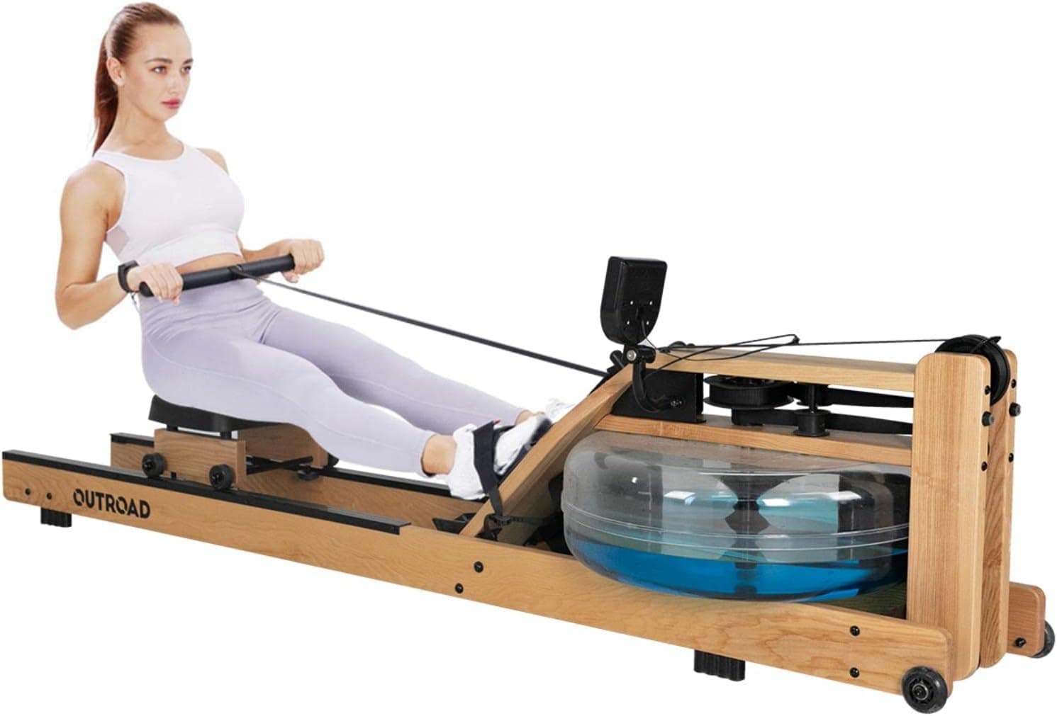 MarKnig Water Rowing Machine with LCD Monitor, Adjustable Resistance Rower for Home Use, Cardio Training Equipment for Full Body Exercises